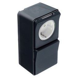 Блок розетка Schneider Electric с крышкой 2П+3 + переключатель Mureva Styl IP55 Антрацит MUR36024