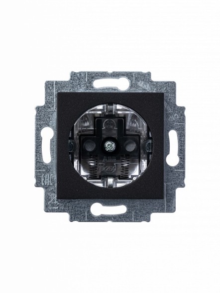 Розетка ABB Levit антрацит / дымчатый чёрный с заземлением со шторками 16А 2CHH203457A6063 5520H-A03457 63W
