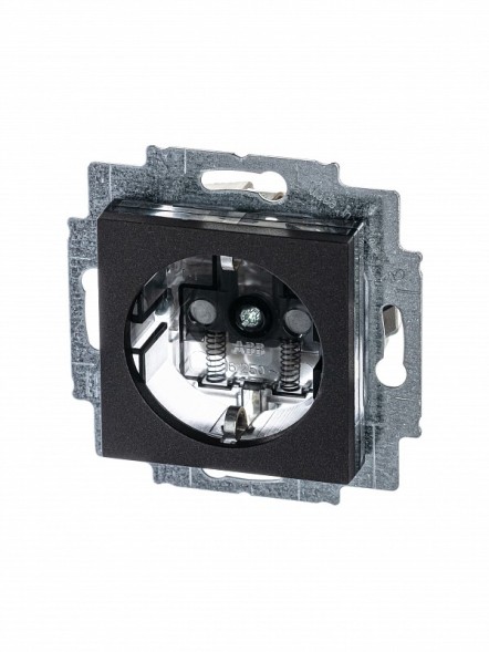 Розетка ABB Levit антрацит / дымчатый чёрный с заземлением со шторками 16А 2CHH203457A6063 5520H-A03457 63W