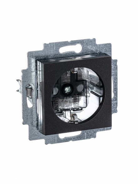 Розетка ABB Levit антрацит / дымчатый чёрный с заземлением со шторками 16А 2CHH203457A6063 5520H-A03457 63W