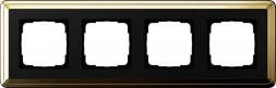 Рамка Gira Classix Латунь / Черный 4-постовая 0214632