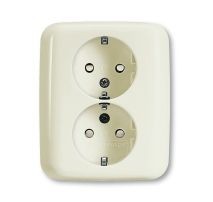 Розетка ABB Busch-Duro 2000 SI слоновая кость SCHUKO 16А 250В двойная со шторками 2CKA002021A0335 20-02 EUJKS-212