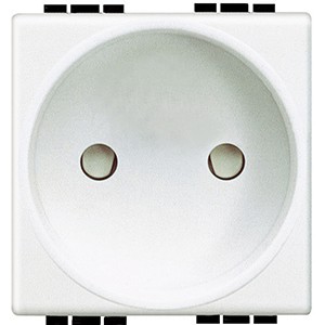 Розетка Bticino LivingLight Air Белый 2П 10А/16А 250В с защитными шторками 2 модуля Французский стандарт N4143