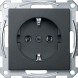 Механизм розетки Merten M-серия антрацит с заземлением без шторок MTN2301-0414