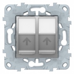 Розетка компьютерная RJ45 Schneider Electric Unica Studio Алюминий двойная, кат. 6 UTP NU542430
