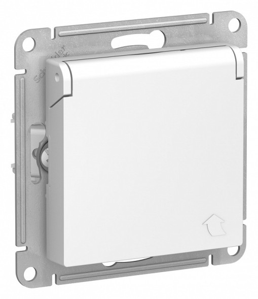 Розетка Schneider Electric Atlasdesign с заземлением Белый со шторк с крышкой, 16А, IP44, механизм ATN440146