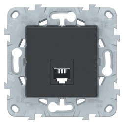 Розетка телефонная RJ11 Schneider Electric Unica Studio Антрацит 1очная, 4 контакта NU549254