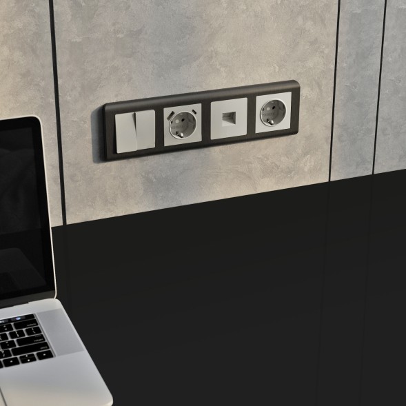 Перекрестный выключатель двухклавишный (дымчатый) Werkel W1223004