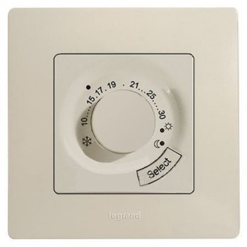 Термостат Legrand Etika слоновая кость с внешним датчиком для тёплых полов 672330