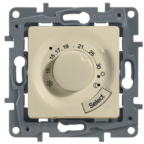 Термостат Legrand Etika слоновая кость с внешним датчиком для тёплых полов 672330