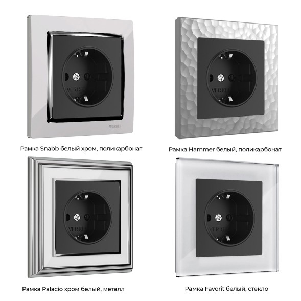 Розетка с заземлением и шторками (черный матовый) Werkel W1171108