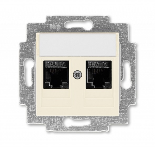 Розетка телефонная ABB Levit слоновая кость двойная 2хRJ45 категория 6 2CHH296118A6017 5014H-A61018 17W