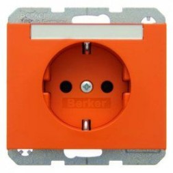 Штепсельная розетка Berker K.1 оранжевый с блеском SCHUKO с полем для надписей 47397014
