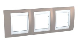 Рамка Schneider Electric Unica Хамелеон коричневый / Белый 3 поста MGU6.006.874