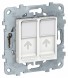 Розетка компьютерная RJ45 Schneider Electric Unica Studio Белый двойная, кат. 6 UTP NU542418