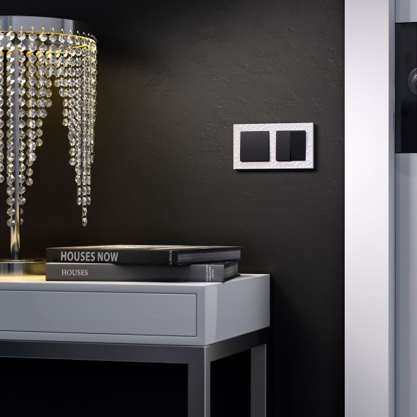 Выключатель двухклавишный проходной (черный матовый) Werkel W1122008