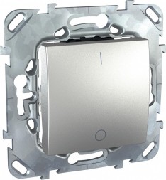 Двухполюсный Одноклавишный выключатель Schneider Electric Unica Class Top алюминий 16a MGU5.262.30ZD
