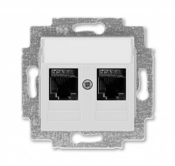 Розетка телефонная ABB Levit серый двойная 2хRJ45 категория 6 2CHH296118A6016 5014H-A61018 16W