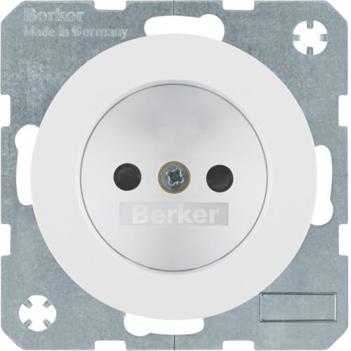 Штепсельная розетка Berker R.1 полярная белизна с блеском без защитного контакта 6167032089