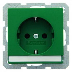 Штепсельная розетка Berker Q.1 зеленый бархат SCHUKO с полем для надписей 47506003