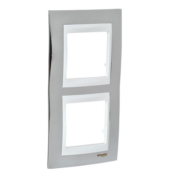 Рамка Schneider Electric Unica Хамелеон Серебро / Белый 2 поста вертикальная MGU66.004V.810