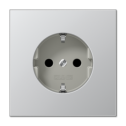 Розетка LS 990, LS 1912, LS plus, LS ZERO, LS-design, FD-design, со шторками, с заземлением, одинарная, безвинтовые клеммы алюминий Jung LS серия AL2520KI