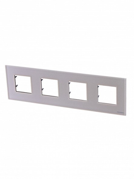 Рамка ABB Zenit Жемчужное стекло 4 поста 2CLA227400N3501 N2274 CP