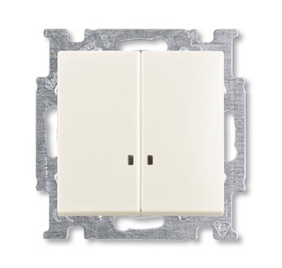 Механизм переключателя ABB Basic 55 chalet-white двухклавишный 1-полюсного выключателя с клавишей с линзой подсветки с неоновой лампой 2CKA001012A2188 2006/5 UCGL-96