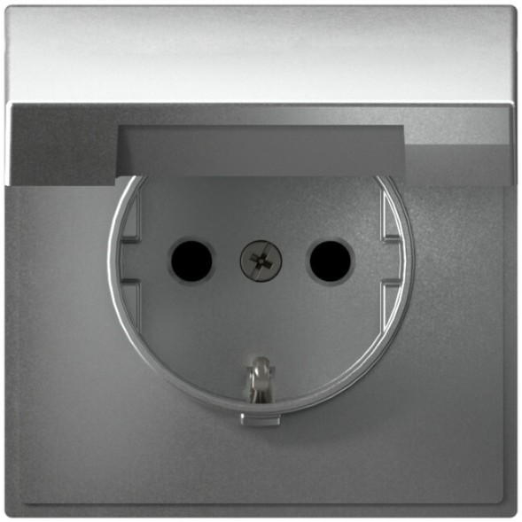 Розетка электрическая со шторками с откидной крышкой (Алюминий) Schneider Electric Systeme Art Gallery GAL000346