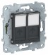 Розетка компьютерная RJ45 Schneider Electric Unica Studio Антрацит двойная, кат. 5е UTP NU542054