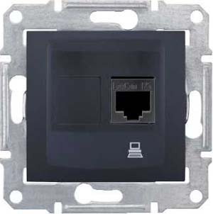Компьютерная розетка Schneider Electric Sedna графит SDN4900170