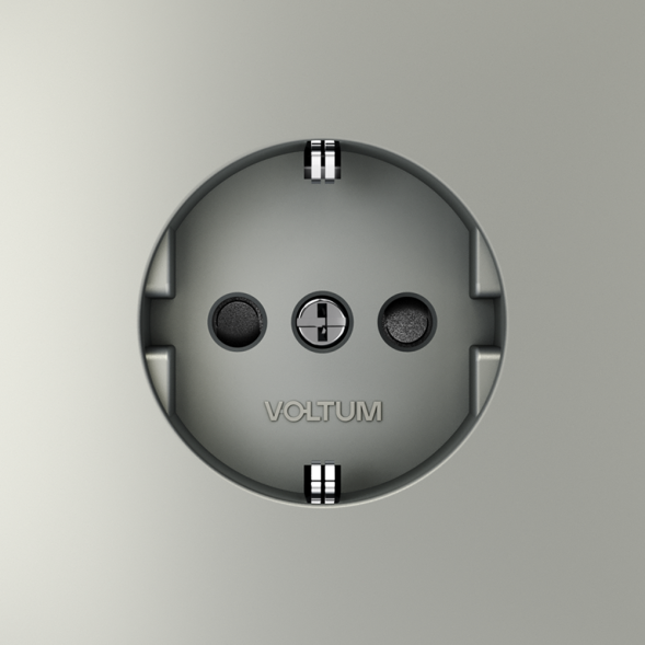 Розетка встраиваемая VOLTUM S70 с заземлением и защитными шторками, 16А, (сталь)