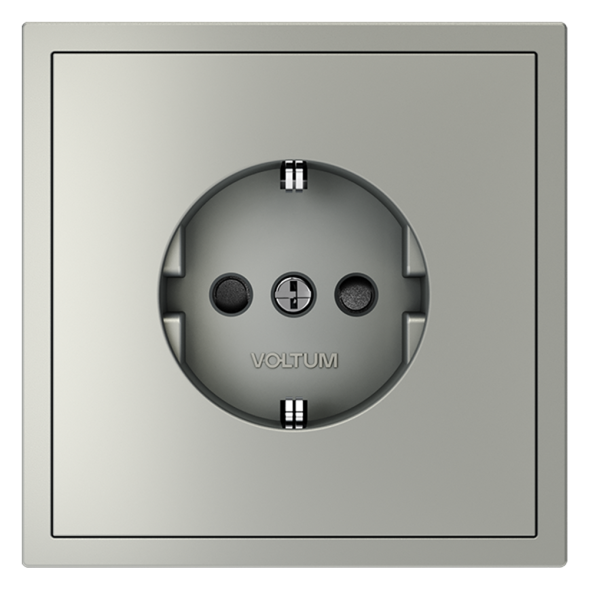 Розетка встраиваемая VOLTUM S70 с заземлением и защитными шторками, 16А, (сталь)