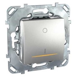 Двухполюсный Одноклавишный выключатель Schneider Electric Unica Class Top алюминий 16a с контр. ламп MGU5.262.30SZD