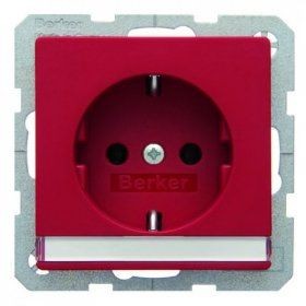 Штепсельная розетка Berker Q.1 красный бархат SCHUKO с полем для надписей 47506002