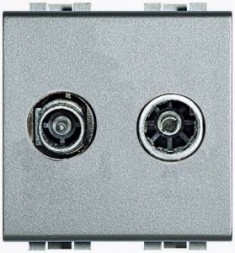 Тройная коаксиальная оконечная розетка для TV Bticino Living Light Алюминий NT4211D