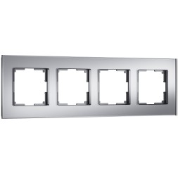 Рамка из стекла на 4 поста Senso серебряный soft-touch W0043106