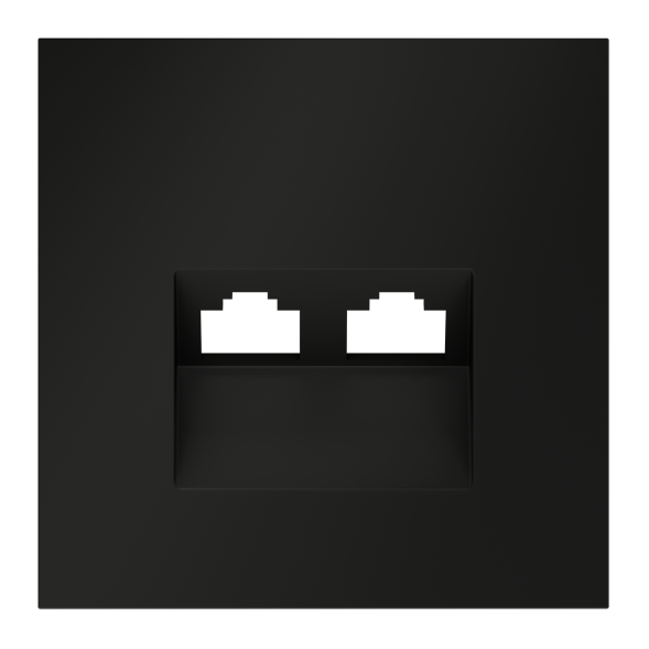 Накладка для розетки компьютерной двойной RJ45+RJ45 кат.6, S70 (черный матовый)