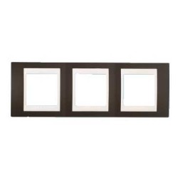 Рамка Schneider Electric Unica Хамелеон какао / Белый 3 поста MGU6.006.871