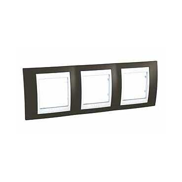 Рамка Schneider Electric Unica Хамелеон какао / Белый 3 поста MGU6.006.871