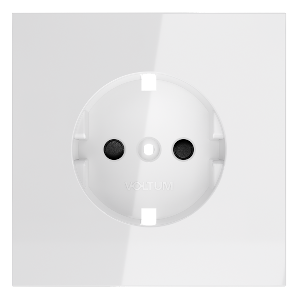 Накладка для розетки с заземлением и защитными шторками, S70 (белый глянцевый)