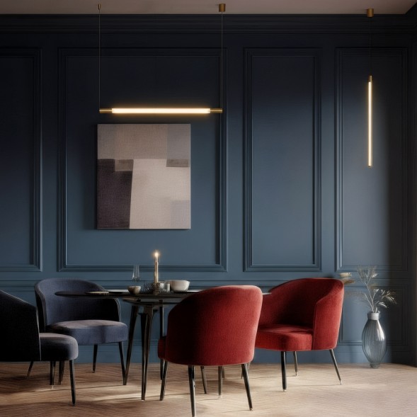 Светильник подвесной AURA, 25 Вт, 3000К, 1200x40x1500 мм, алюминий+стекло, бронза