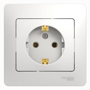 Розетка с заземлением, 16А, в сборе Schneider Electric Glossa Белый GSL000142
