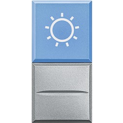 Кнопка Bticino Axolute Алюминий AXIAL с рассеивателем, 1Р, голубой с символом &quot;лампа&quot;, 24 В~, 10 А HC4038LA/24