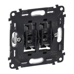 Выключатель Legrand Valena IN'MATIC двухклавишный 10А 250В. Безвинтовые зажимы 752005