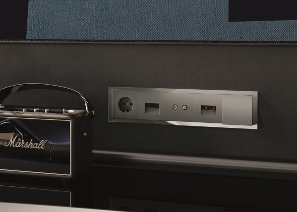 Рамка стеклянная VOLTUM S70 на 5 постов, (титан, стекло)