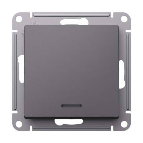 ATN001463 Atlasdesign 1-кл ПЕРЕКЛЮЧАТЕЛЬ с подсветкой, сх.6а, 10АХ, механизам, БАЗАЛЬТ Schneider Electric