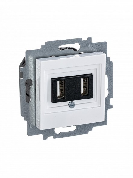 USB зарядка ABB Levit белый двойная 2CHH290040A6003 5014H-A00040 03W