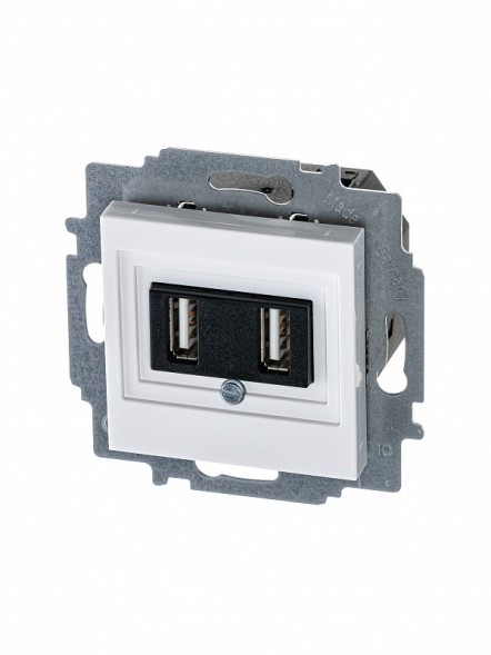 USB зарядка ABB Levit белый двойная 2CHH290040A6003 5014H-A00040 03W