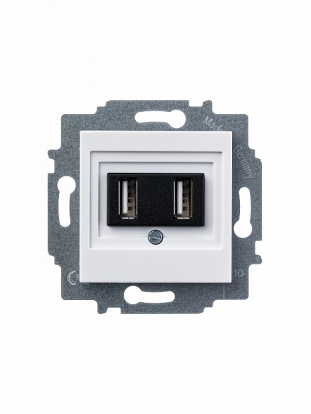 USB зарядка ABB Levit белый двойная 2CHH290040A6003 5014H-A00040 03W